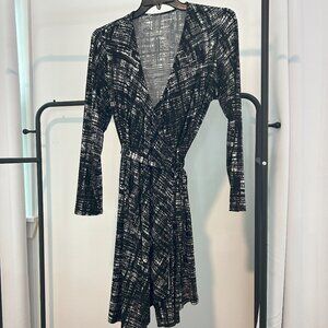 Black and Grey Wrap Dress